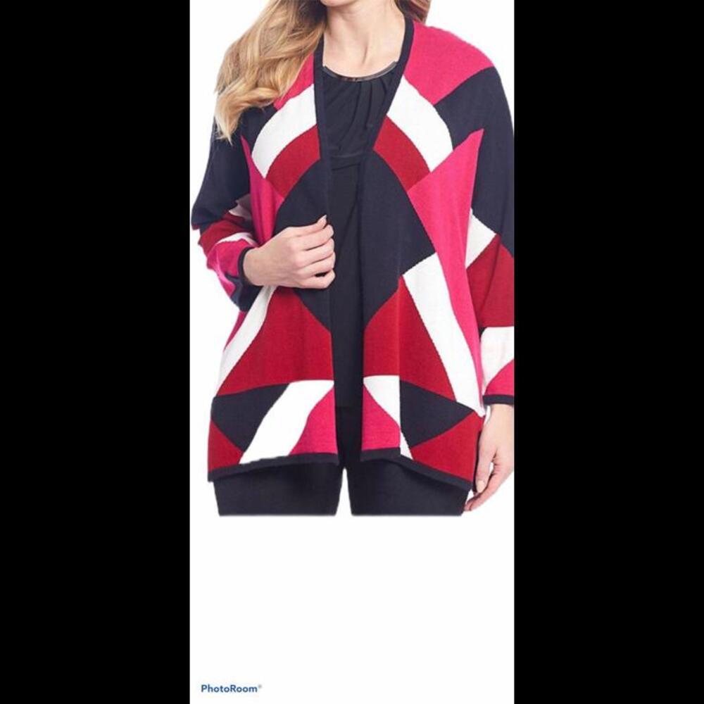NWT KASPER Colorblock Cardigan Sweater L - Picture 3 of 7